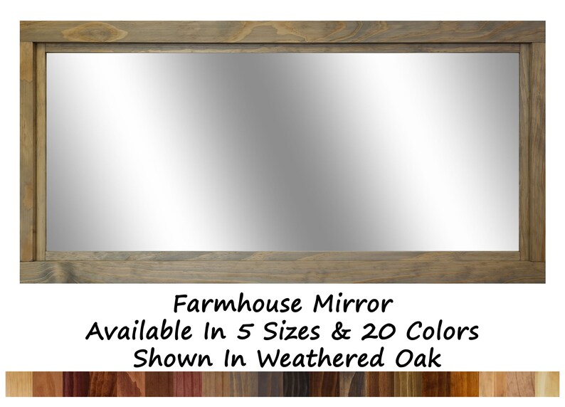 Farmhouse Framed Wall Mirror 20 Stain Colors Rustic Wood Etsy