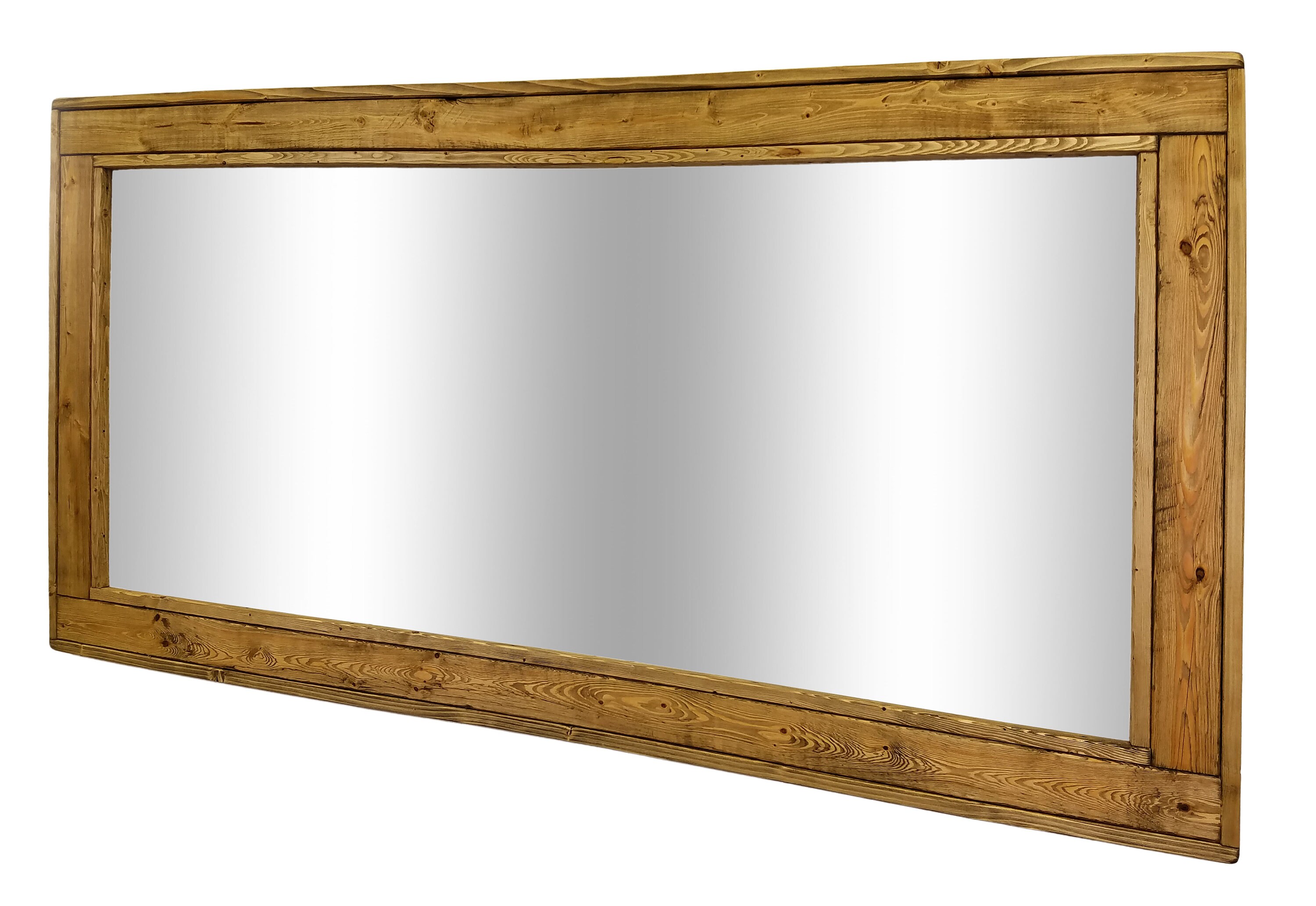 Gran enmarcado espiga espejo de madera recuperada tocador de | Etsy