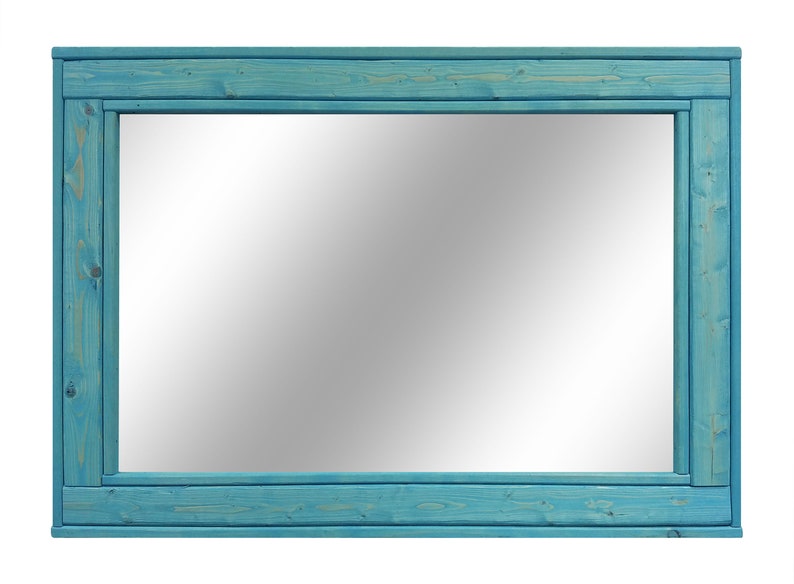 Herringbone Rustic Styled Large Framed Wood Mirror Vanity Etsy