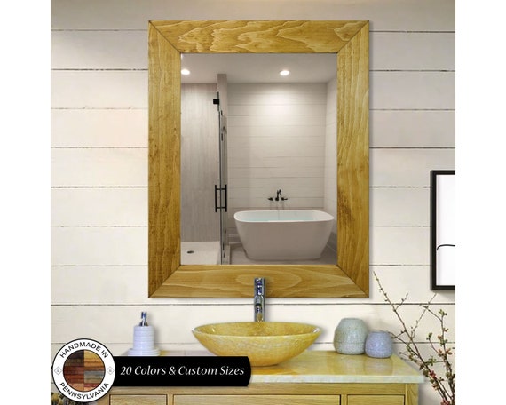 Espejo de tocador para baño Espejo con marco de madera estilo reciclado  Shiplap, 20 colores de tinte Espejo de pared grande con marco, espejo de  cuerpo entero -  México