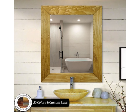 Espejo de tocador para baño Espejo con marco de madera estilo reciclado  Shiplap, 20 colores de tinte Espejo de pared grande con marco, espejo de  cuerpo entero -  México