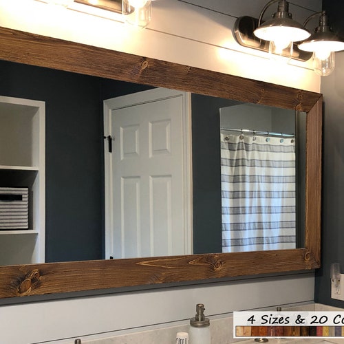 Shiplap Reclaimed Style Wood Framed Mirror 20 Stain Colors Shiplap Reclaimed Style Wood Framed, Oak Mirror Frame Kit
