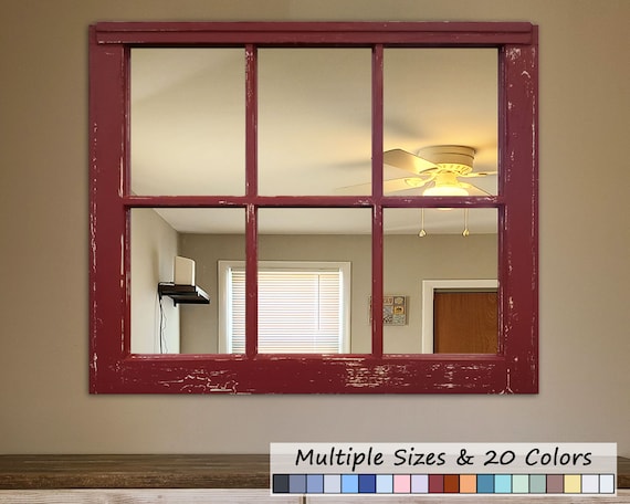 Mirror Wall Decor Reclaimed Wood Window 6 Pane Frame - How To Frame A Wall With Multiple Windows