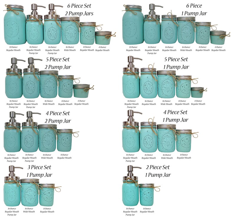 Custom Mason Jar 2 3 4 5 or 6 Piece Painted Jar Set With Etsy