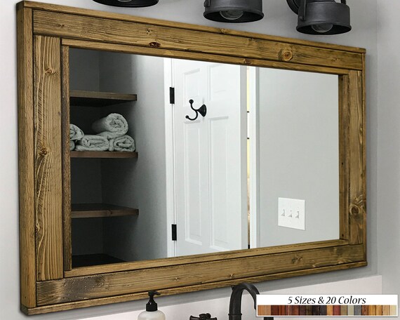 Wall Mirror Decor Herringbone Reclaimed Style Rustic Wood - Etsy