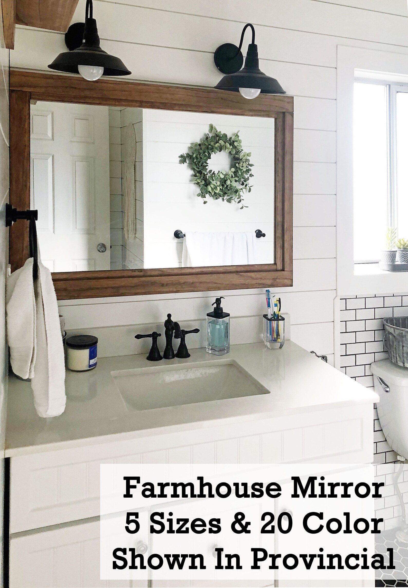 Farmhouse Framed Wall Mirror 20 Stain Colors Bathroom Etsy