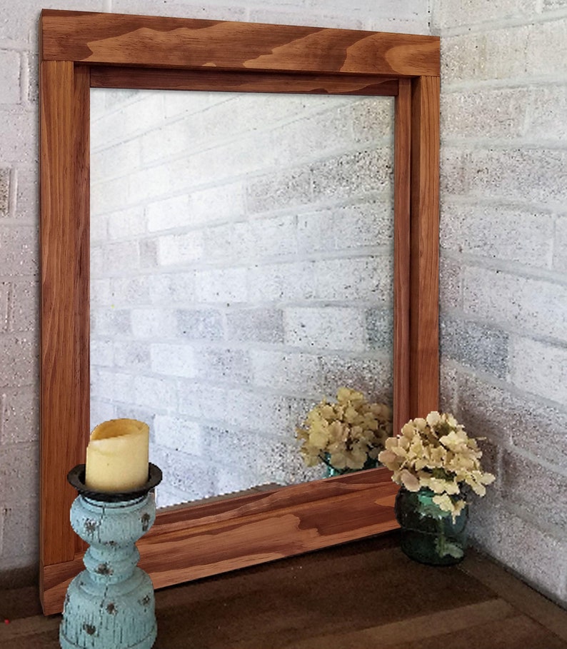 Farmhouse Framed Wall Mirror 20 Stain Colors Bathroom Etsy