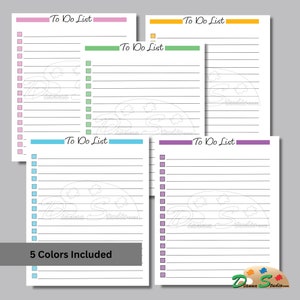 Lista de tareas pendientes, paquete imprimible, prioridades principales, tareas sencillas, mantenerse organizado, cinco colores, bonificación, tamaño carta, imprimir desde casa.