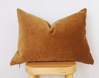 Velvet Lumbar Pillow Cover, gold pillow cover, nutmeg pillow cover,  mustard pillow cover,
