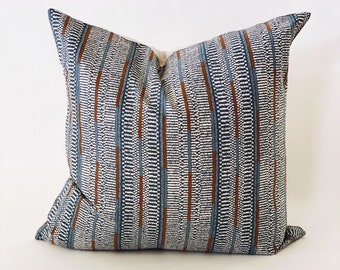 The LEWIS 22" Pillow Cover | Blue Pillow Cover | stripe pillow cover | large pillow cover