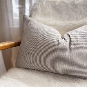 The OLIVIA 15 x 25 Lumbar Leather and Hemp Pillow Cover image 2