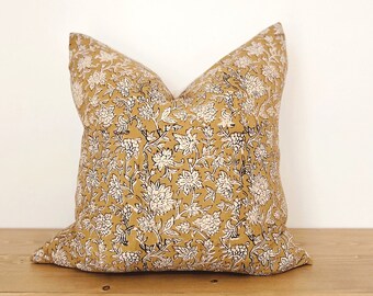 Housse de coussin fleurie GIA | Housse de coussin | oreiller floral jaune, taie d'oreiller florale, taie d'oreiller moderne Moody, oreiller de fleurs