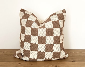 The HARLOW 20 X 20 Hand Woven Darn Tan Pillow 