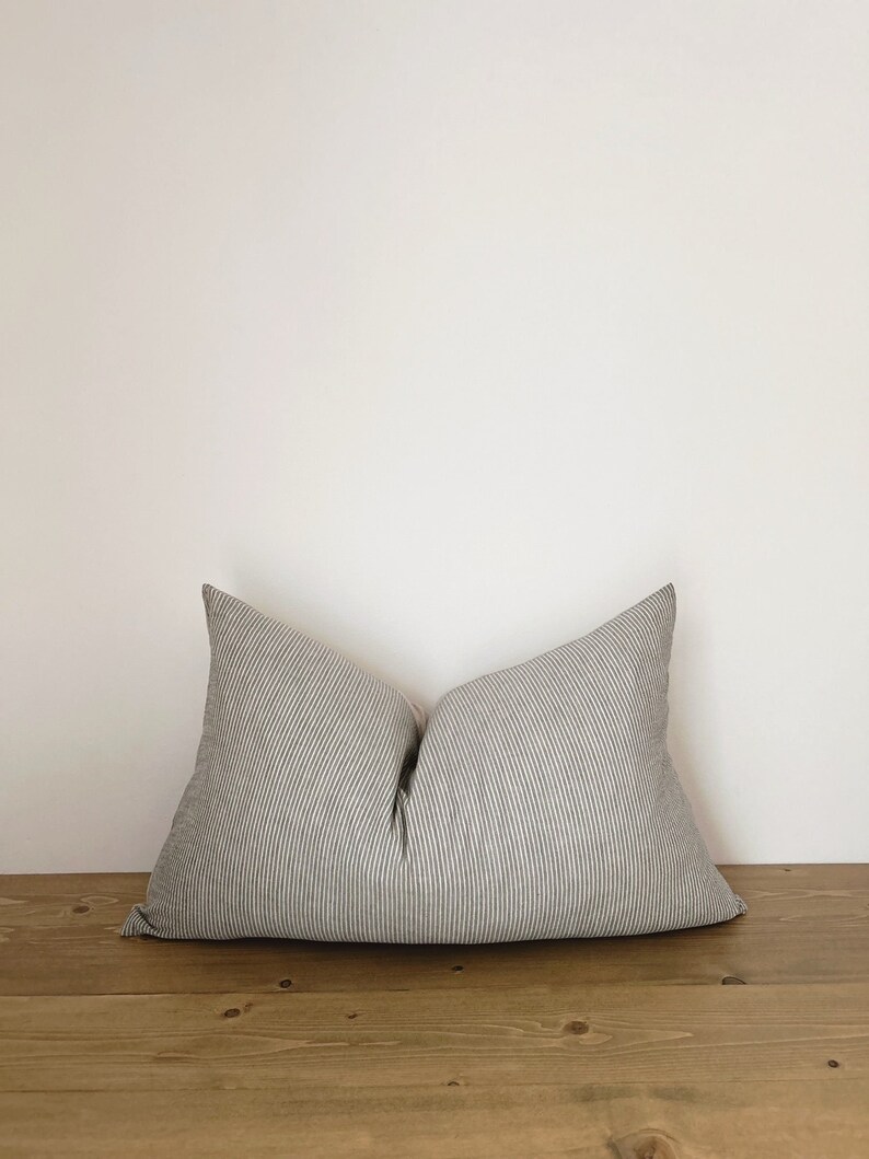 The OLIVIA 15 x 25 Lumbar Leather and Hemp Pillow Cover image 1