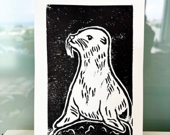 Linolschnitt-Siegeldruck, 12,7 x 17,8 cm, handgefertigt auf hochwertigem Druckpapier