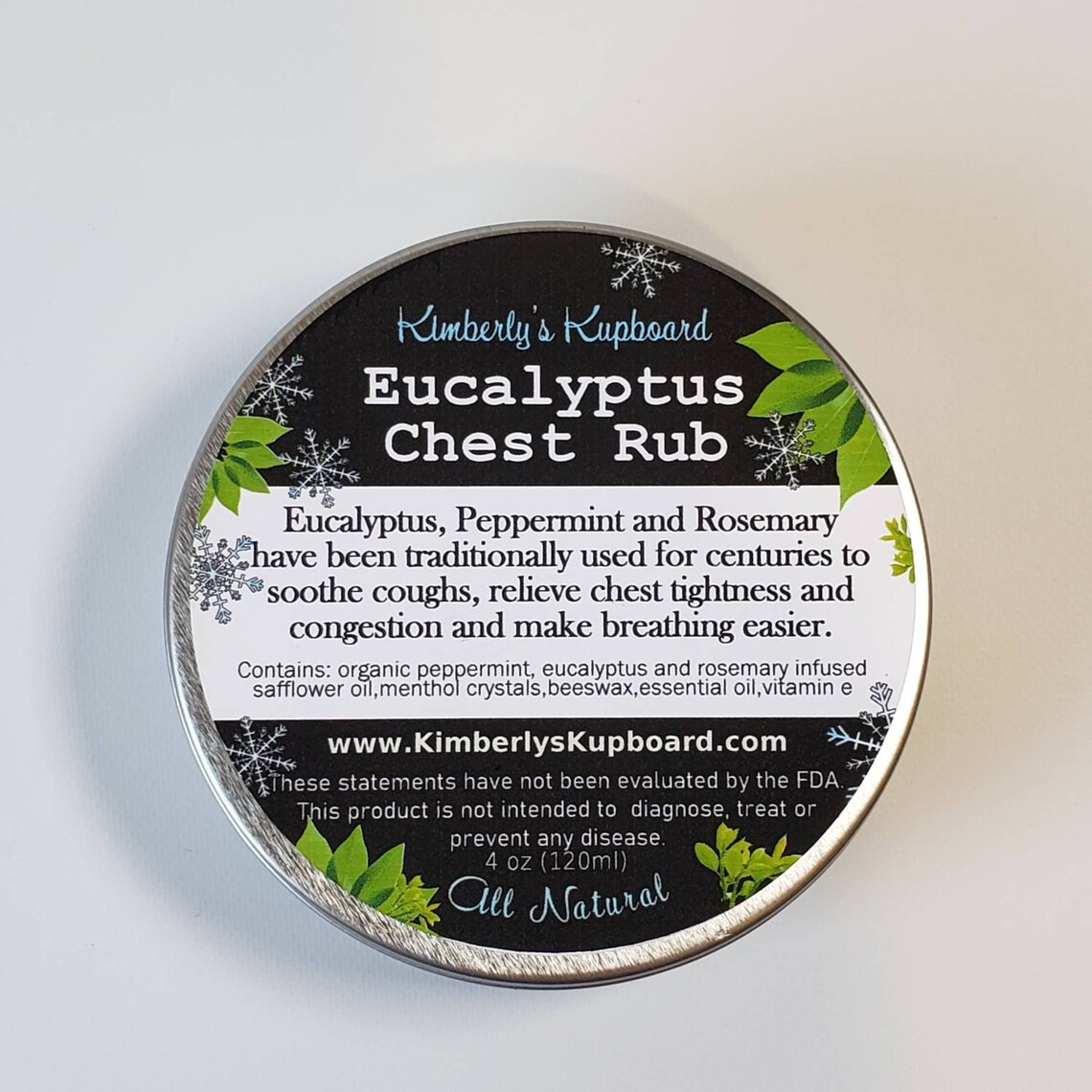 Eucalyptus Chest Rub Herbal Decongestion Salve with Menthol Etsy