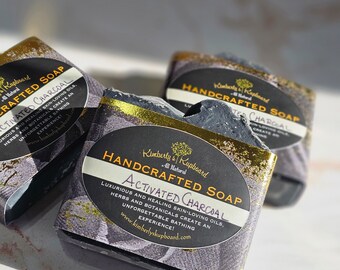 Activated Charcoal Soap Cold Process Handcrafted all natural Herbal Soap--Natural anti-acne and detoxifier for skin