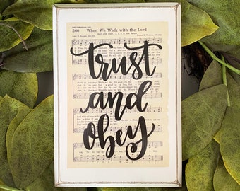 Hymn Art | Trust and Obey | Christian Gifts | Imperfect Dust