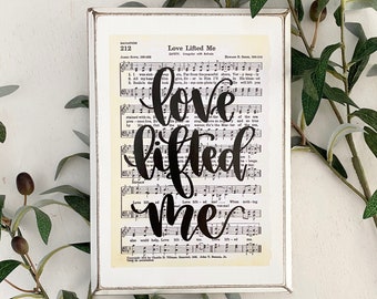 Love Lifted Me | Hymn Art | Christian Wall Art Decor | Gift for Pastor | Inspirational Gift | Religious Home Accent | Baptist Gift