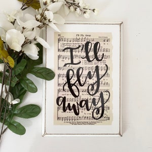 I'll fly away | Hymn Wall Art | Sheet Music | Bereavement Gift | Christian Gift | Sympathy Gift