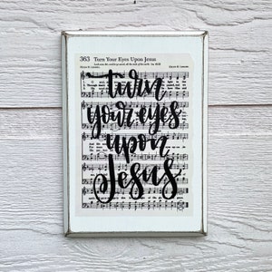 Turn Your Eyes Upon Jesus | Hymn Wall Art | Christian Home Decor | Rustic Wood Sign | Inspirational Gift | Faith Decor | Christian Gift