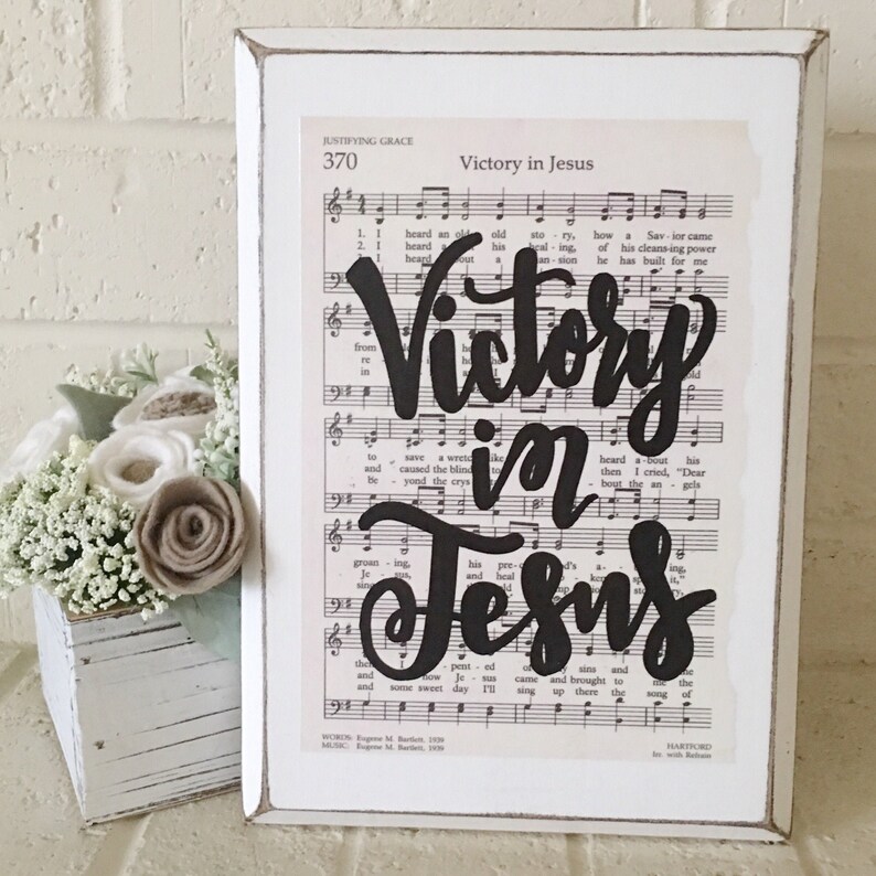 Victory in Jesus Hymn Board Sheet Music Wall Art Etsy
