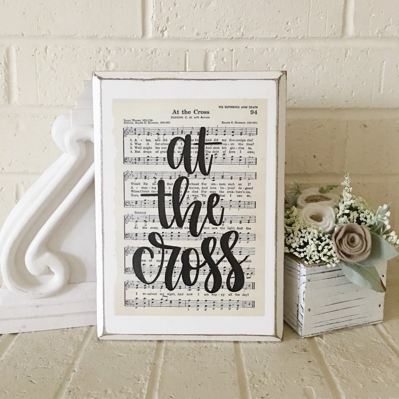 Hymn Sign At the Cross Christian Wood Signs Imperfect Etsy