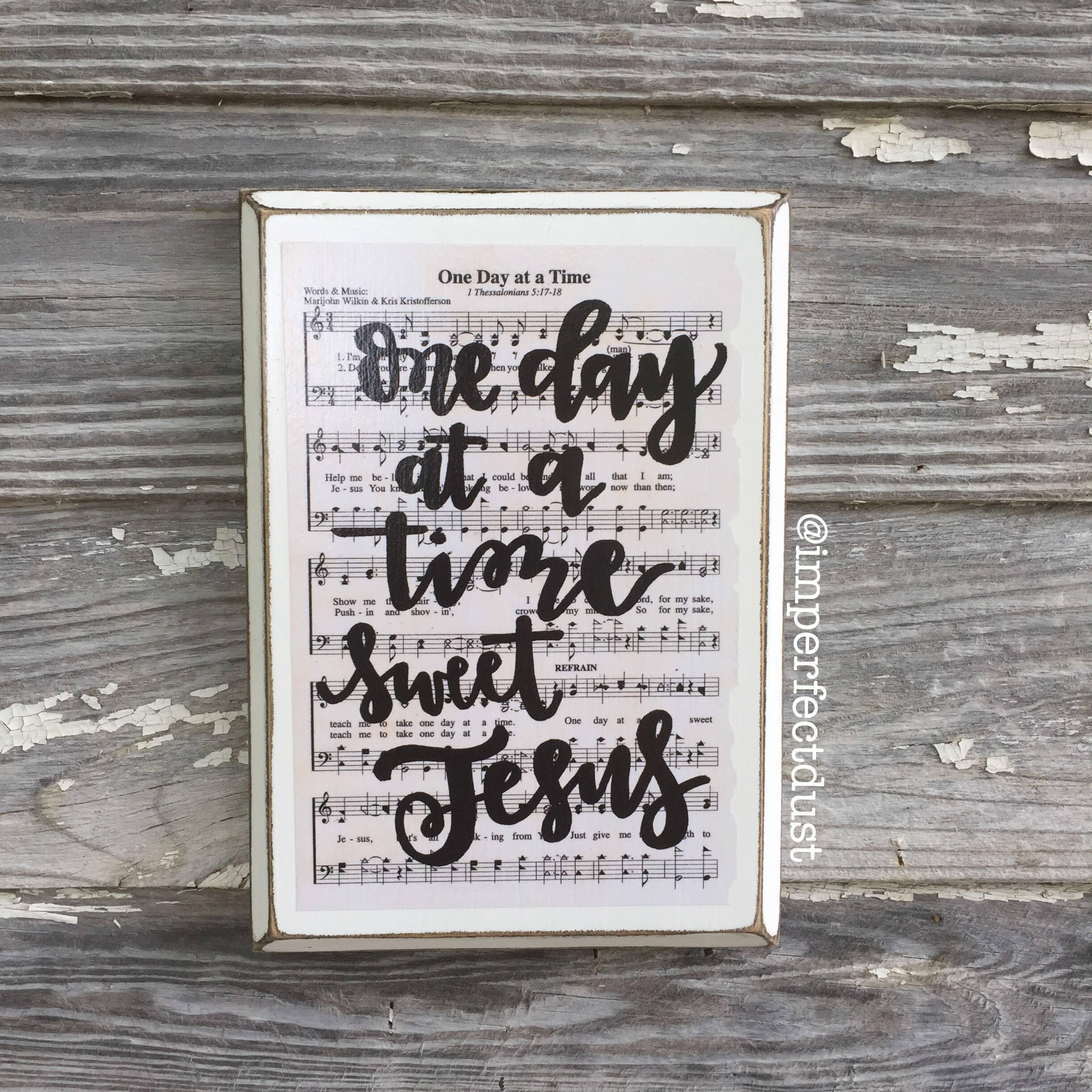 Hymn Wall Art One Day At A Time Hymn Board Hand Lettered Etsy