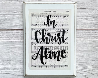 In Christ Alone | Hymn Wall Art | Christian Wood Signs | Religious Gifts | Sheet Music Art | Imperfect Dust