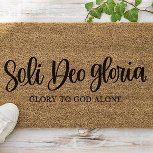 Soli Deo Gloria  Coir Doormat | Reformed Theology Gift | Christian Housewarming Gift | Refomed Gifts | Five Solas