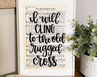 Old Rugged Cross | Hymn Wall Art | Christian Signs | Christian Gifts | Sympathy Gifts | Imperfect Dust