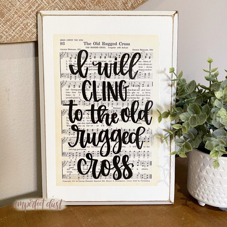 Old Rugged Cross Hymn Wall Art Christian Signs Christian Etsy