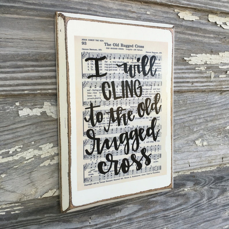 Old Rugged Cross Hymn Wall Art Christian Signs Christian Etsy