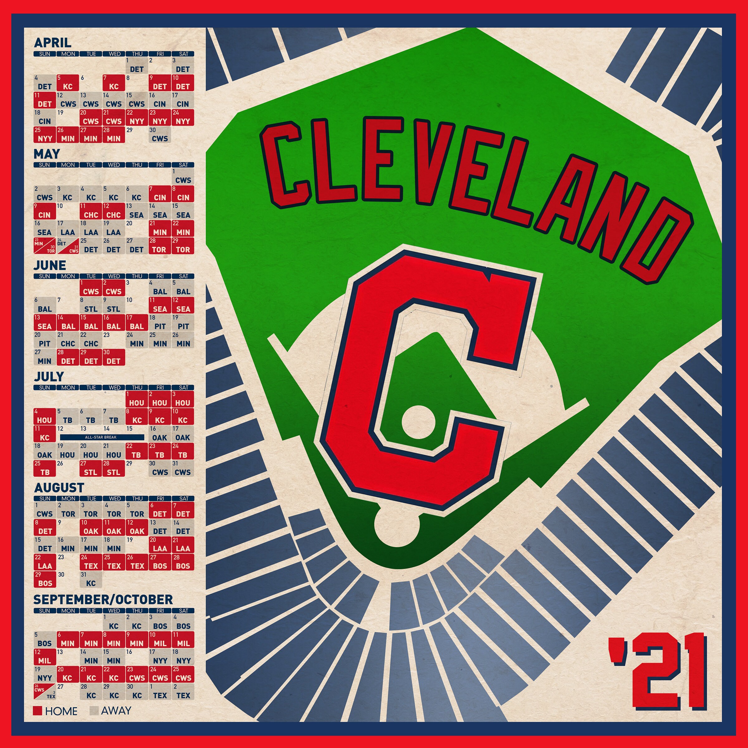 Cleveland Indians 2021 Schedule Print | Etsy