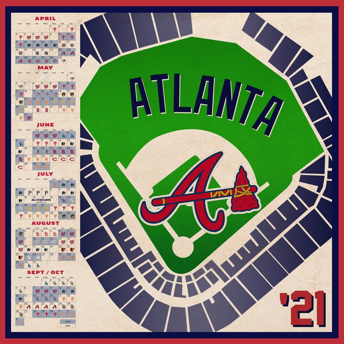 Atlanta Braves 2021 Schedule Digital Download Etsy