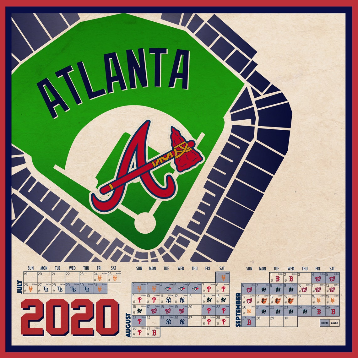 Atlanta Braves 2020 Schedule Print 60 Games | Etsy