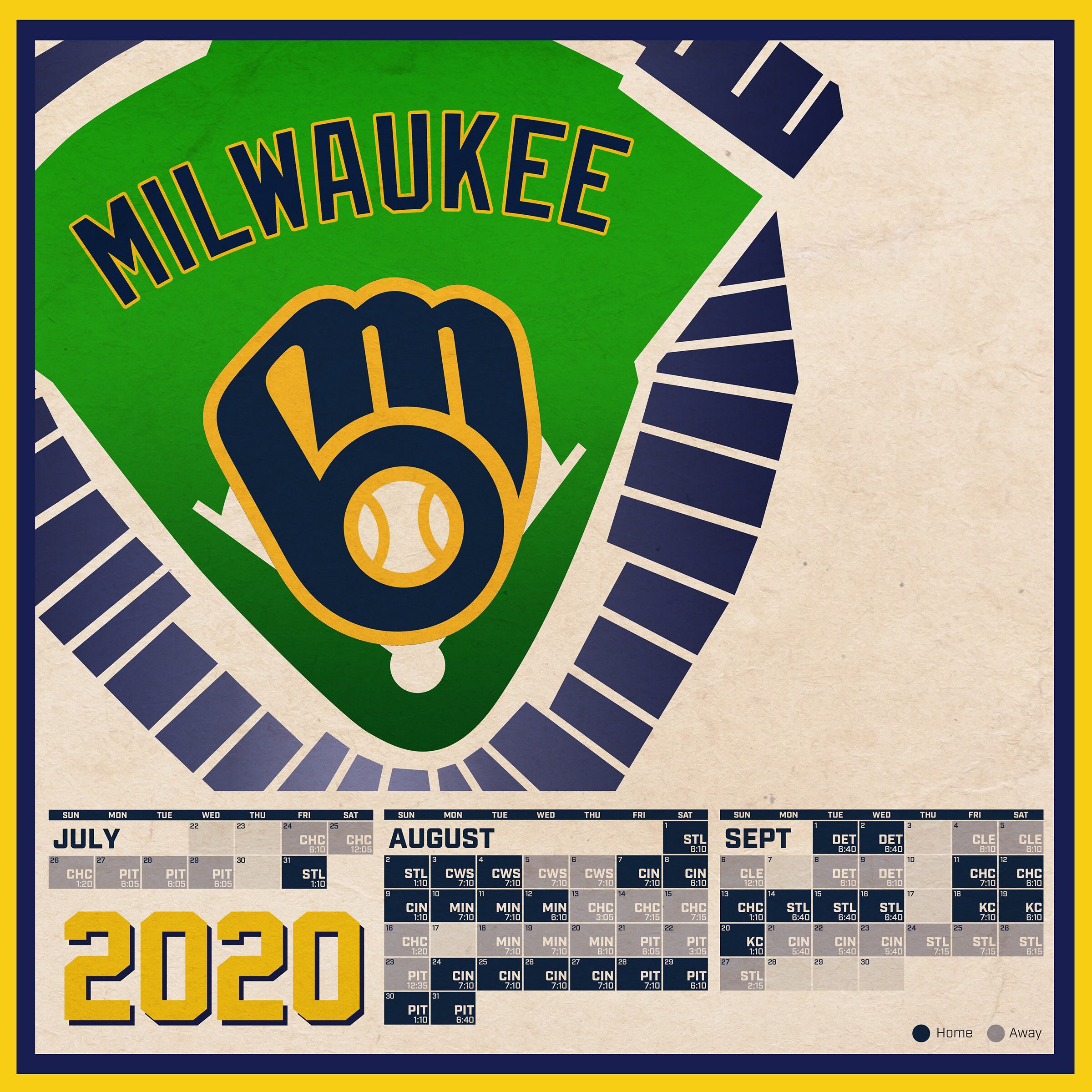 Milwaukee Brewers 2020 Schedule Print 60 Games Etsy
