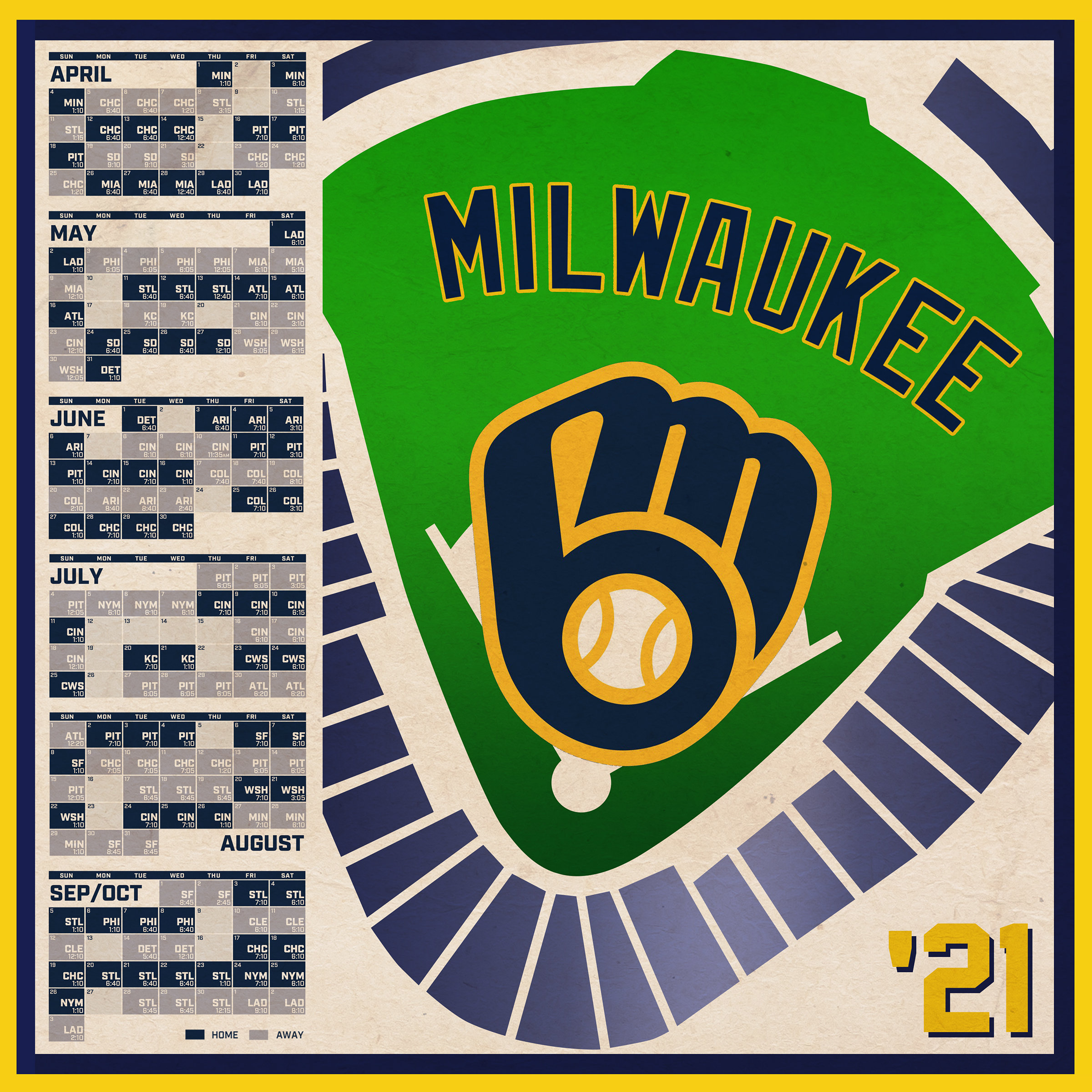 Milwaukee Brewers 2021 Schedule Digital Etsy