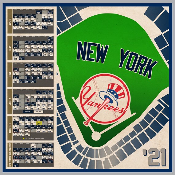 New York Yankees 2021 Schedule Print Etsy