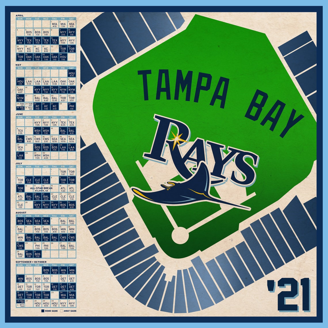 Tampa Bay Rays 2025 Schedule Digital | Etsy