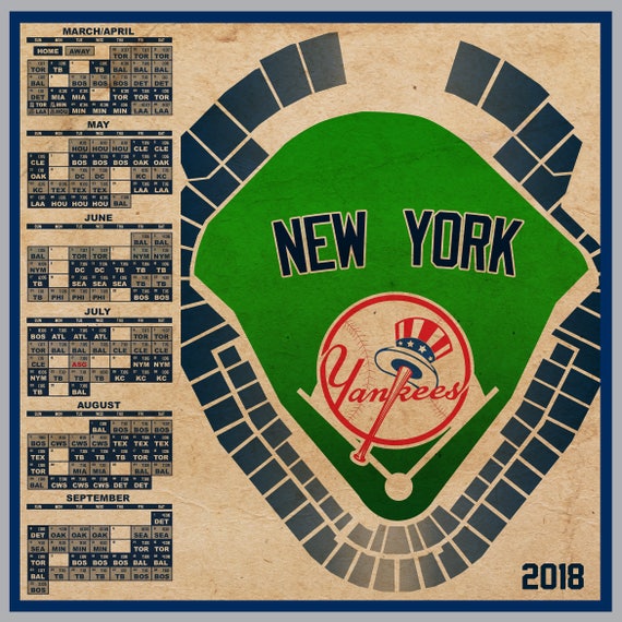 New York Yankees 2018 Schedule Print | Etsy