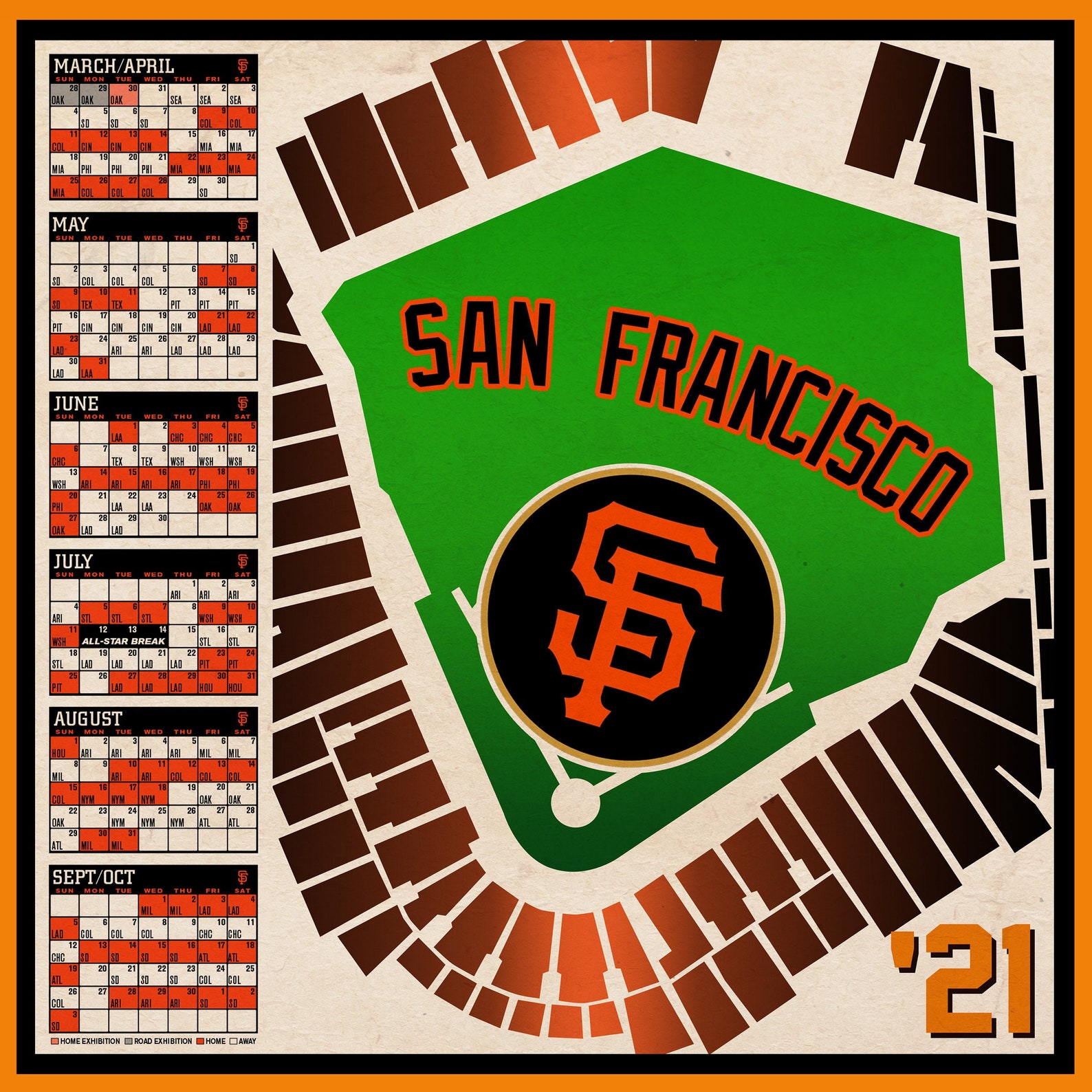 San Francisco Giants 2021 Schedule Digital Download Etsy