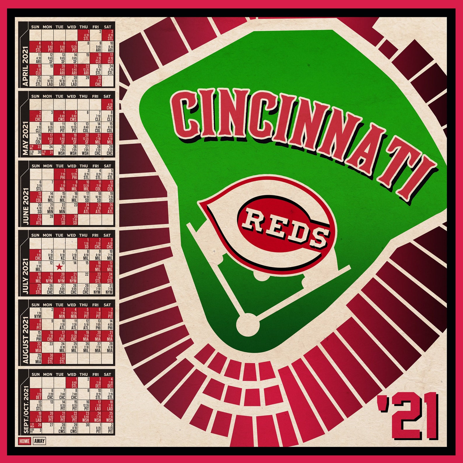 Cincinnati Reds 2021 Schedule Digital Etsy