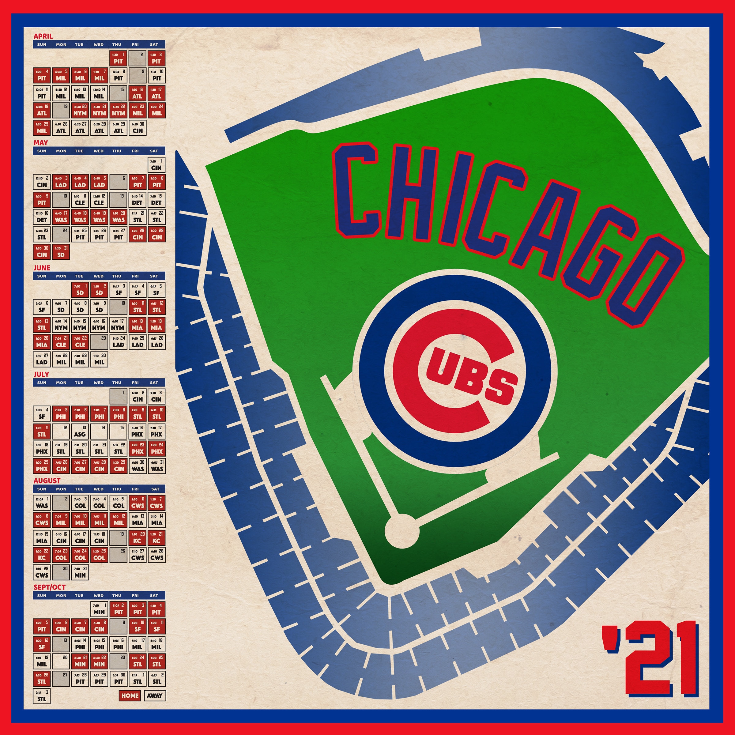 Chicago Cubs 2021 Schedule Digital | Etsy