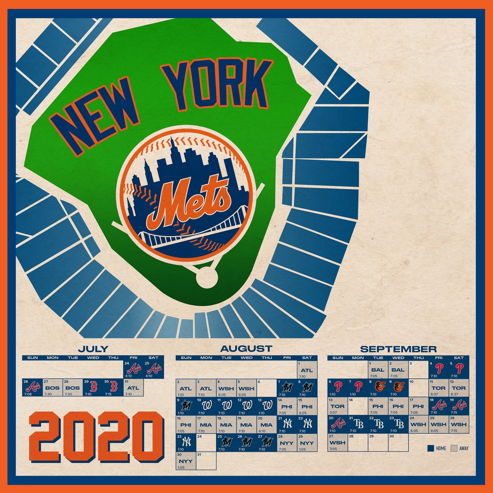 New York Mets 2020 Schedule Digital Download 60 Games Etsy