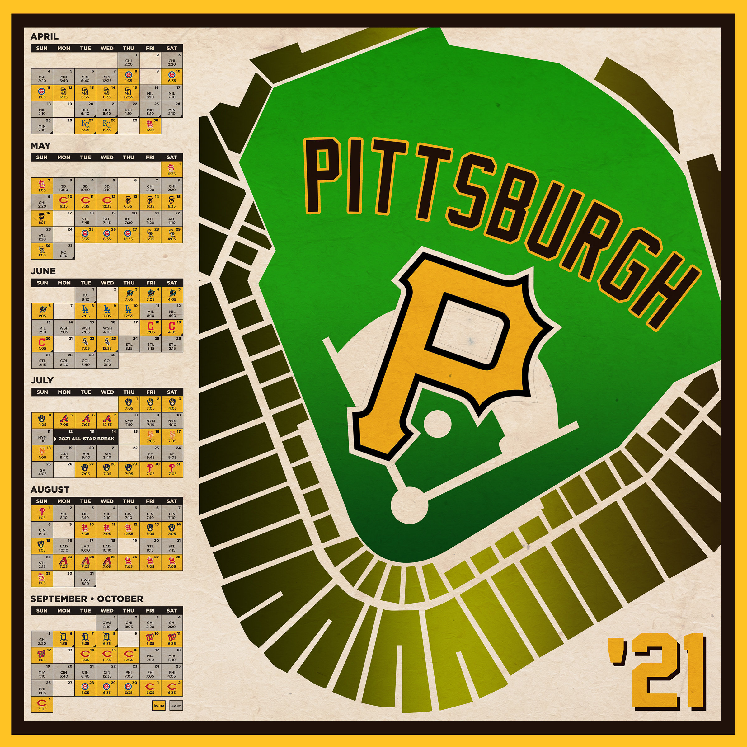 Pittsburgh Pirates 2021 Schedule Digital Download Etsy