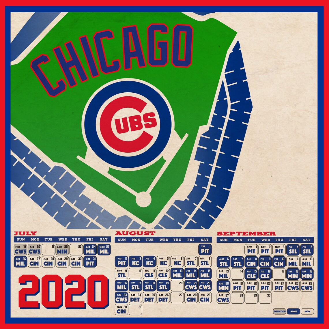 Chicago Cubs 2020 Schedule Digital 60 Games Etsy