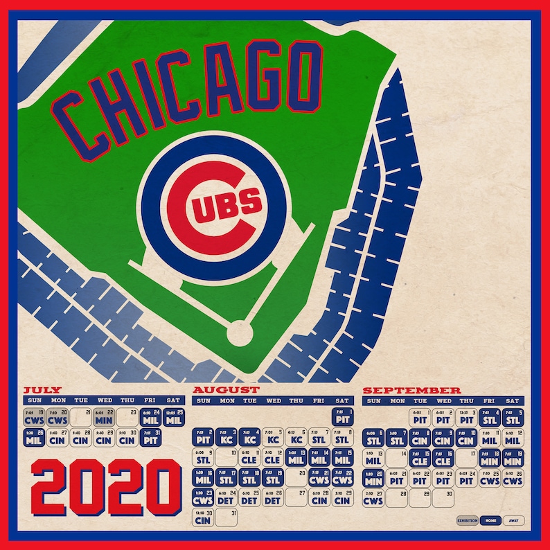 Chicago Cubs 2020 Schedule Digital 60 Games Etsy