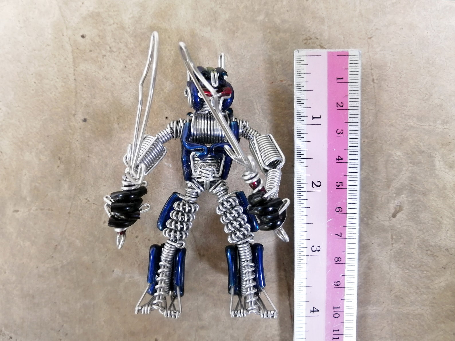 Robot Figurine Wire Art Figure Sculpture Model Blue and Red | Etsy