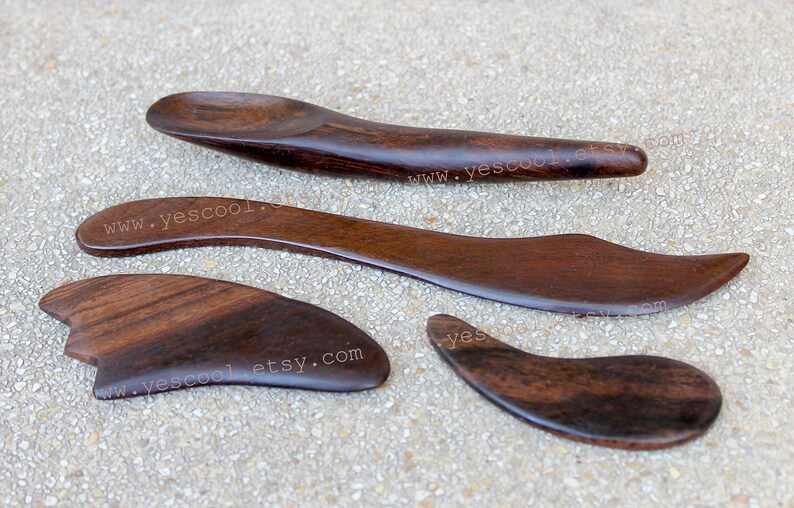 Gua Sha Reflexology Massage Tool Natural Wood Face Body Etsy